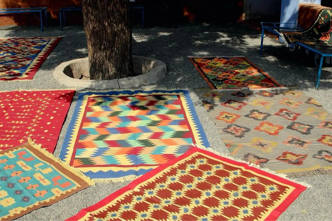 Colorful Indian 1 of 1 rugs, Thomas Bridge, handmade dhurrie